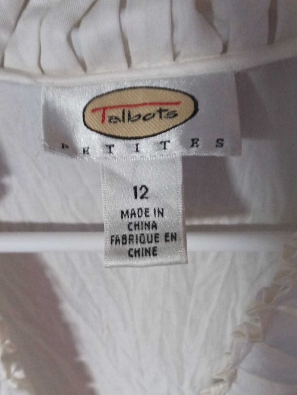 Talbots Cream Ruffled Button-Front Blouse - Picture 2 of 3